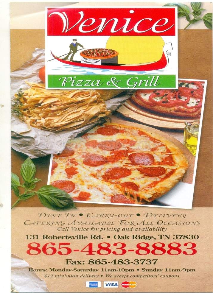 Venice Pizza & Grill - Oak Ridge, TN menu_pic