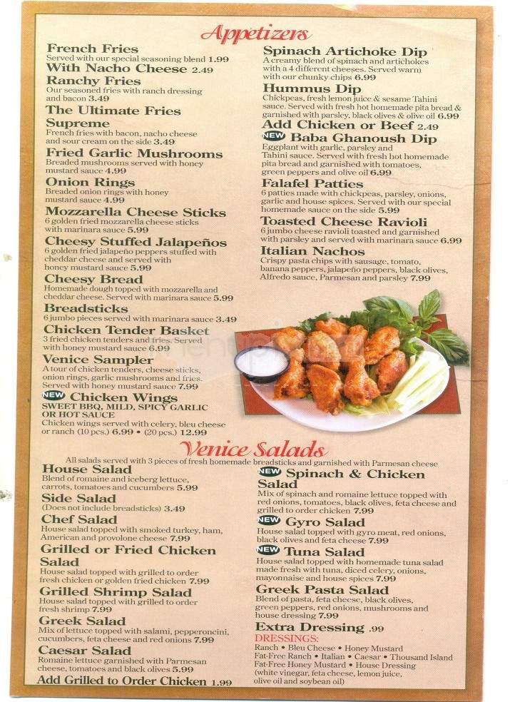 Venice Pizza & Grill - Oak Ridge, TN menu_pic