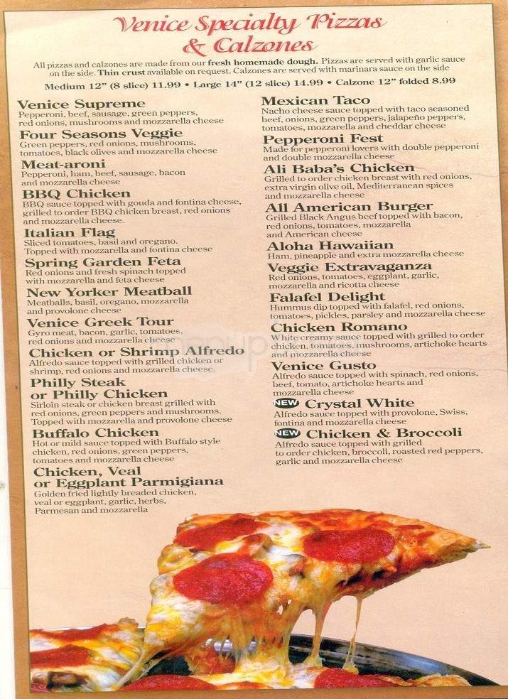 Venice Pizza & Grill - Oak Ridge, TN menu_pic