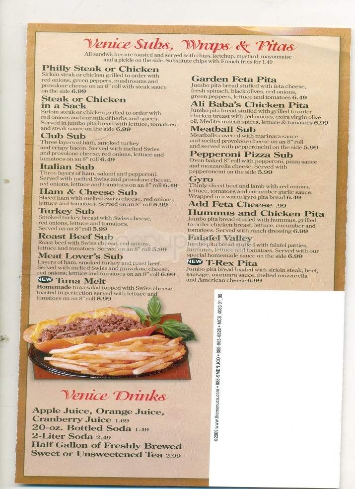 Venice Pizza & Grill - Oak Ridge, TN menu_pic