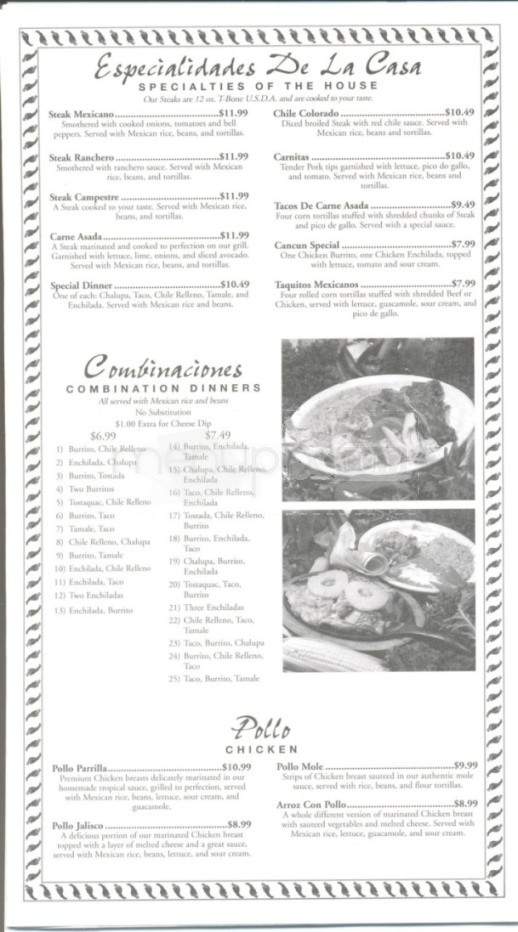 Cancun Mexican Restaurant & Cantina - Knoxville, TN menu_pic