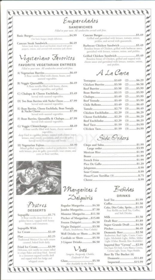Cancun Mexican Restaurant & Cantina - Knoxville, TN menu_pic