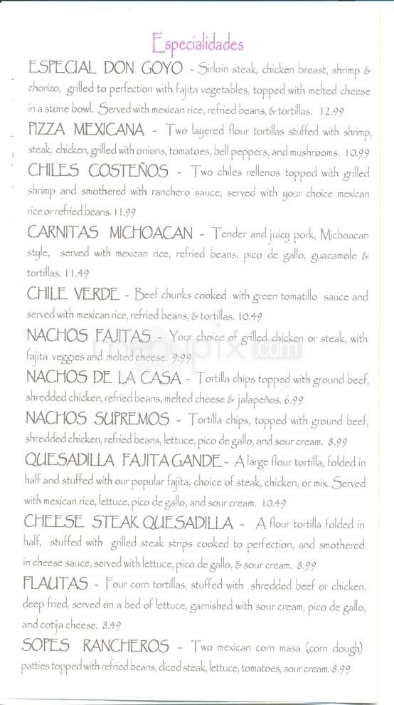 Casa Don Gallo Mexican Cuisine - Knoxville, TN menu_pic