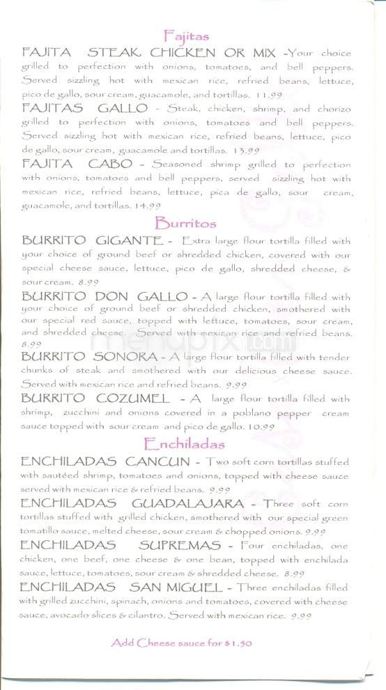 Casa Don Gallo Mexican Cuisine - Knoxville, TN menu_pic