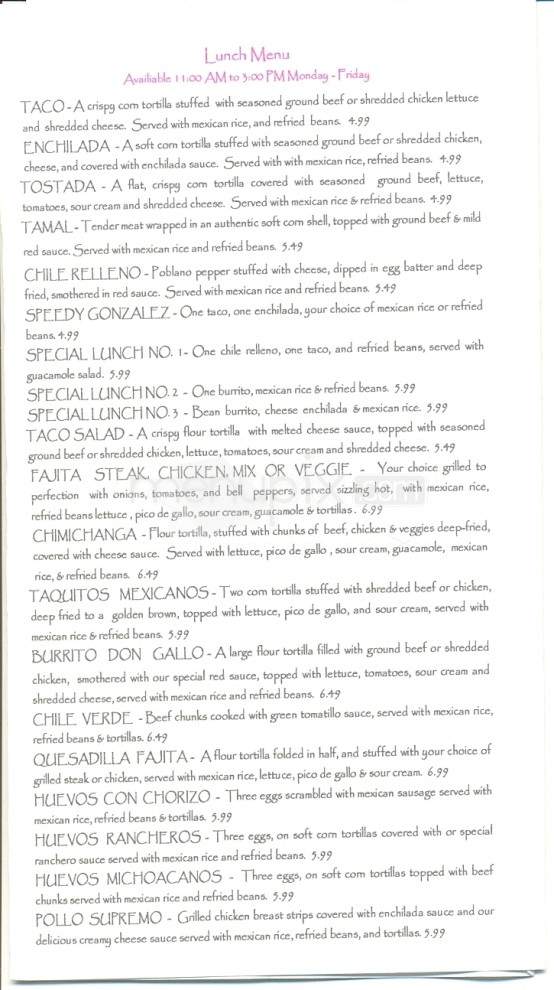 Casa Don Gallo Mexican Cuisine - Knoxville, TN menu_pic