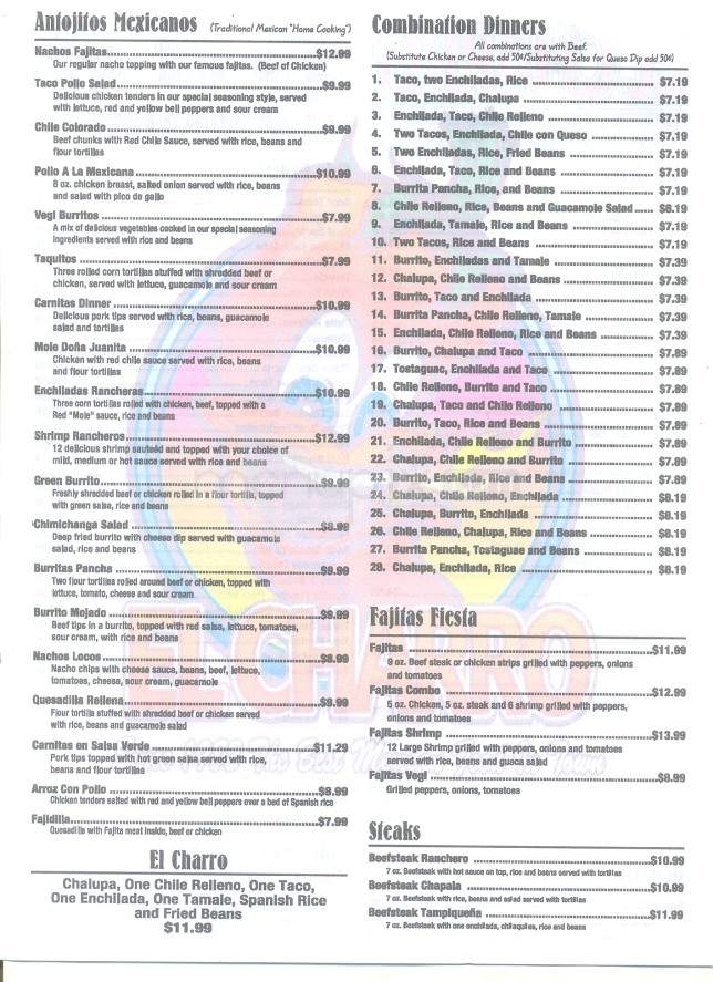 El Charro Authentic Mexican Food - Knoxville, TN menu_pic
