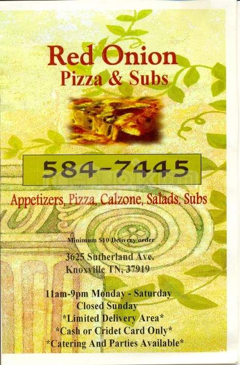 Red Onion Pizza & Subs - Knoxville, TN menu_pic
