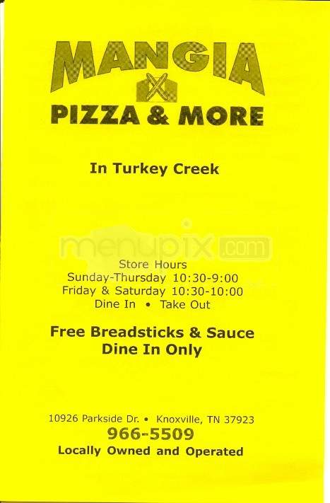 Mangia Pizza & More - Knoxville, TN menu_pic