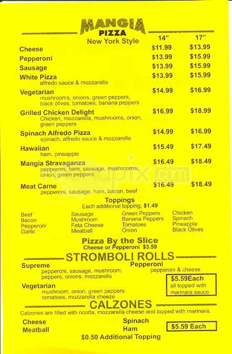 Mangia Pizza & More - Knoxville, TN menu_pic