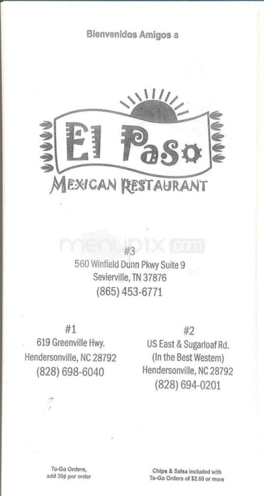 El Paso Mexican Restaurant - Sevierville, TN menu_pic