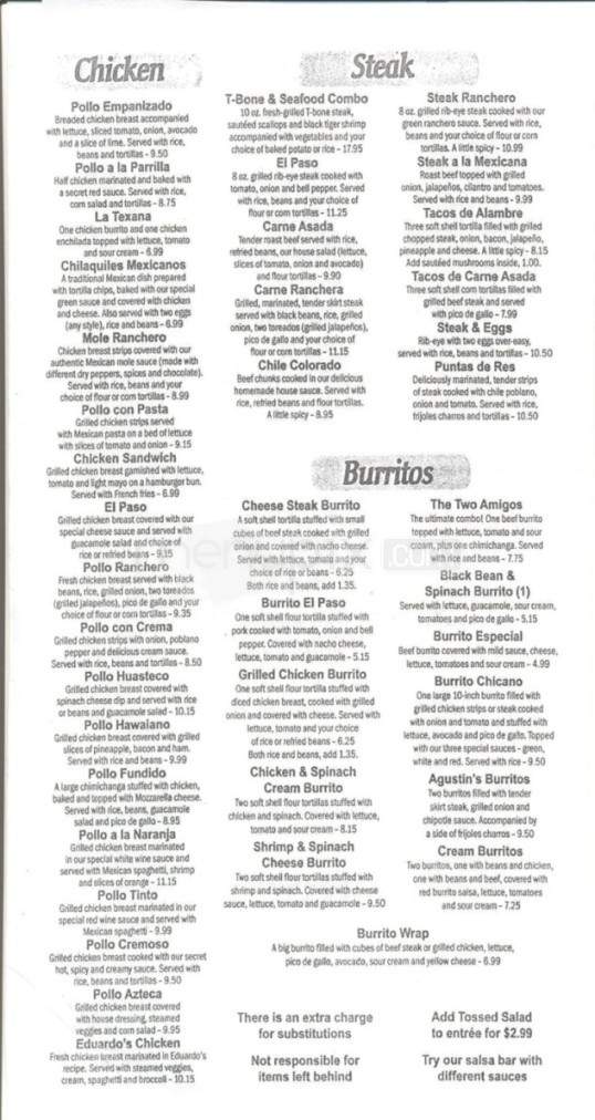 El Paso Mexican Restaurant - Sevierville, TN menu_pic