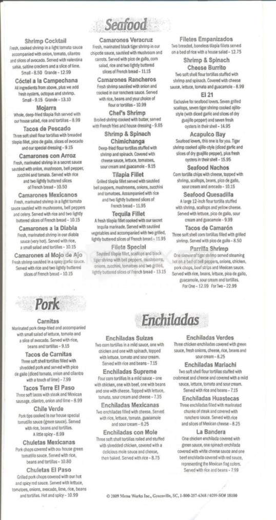 El Paso Mexican Restaurant - Sevierville, TN menu_pic