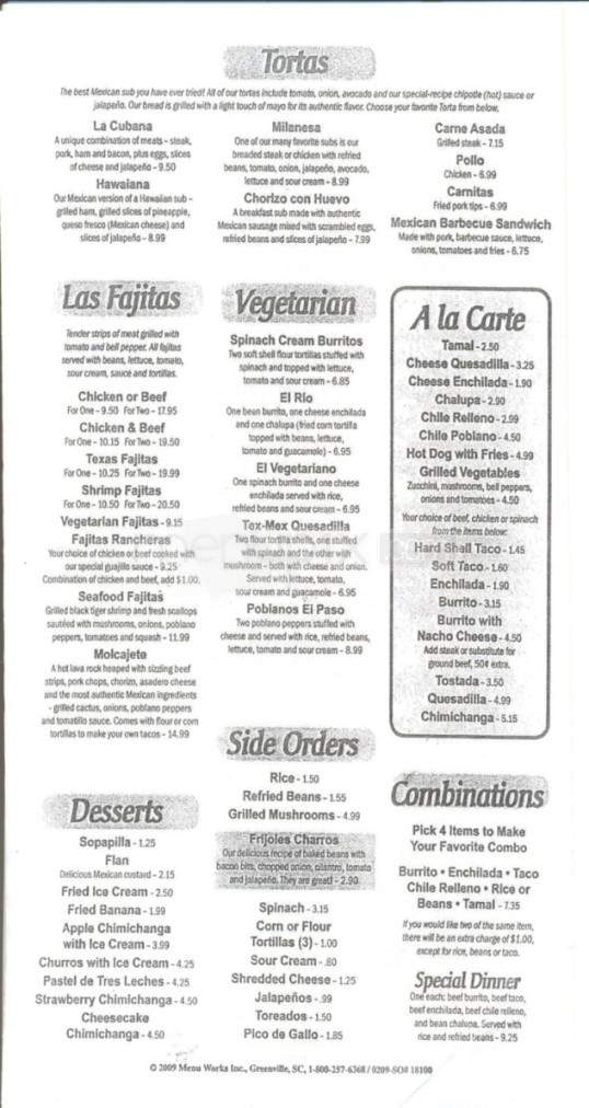 El Paso Mexican Restaurant - Sevierville, TN menu_pic