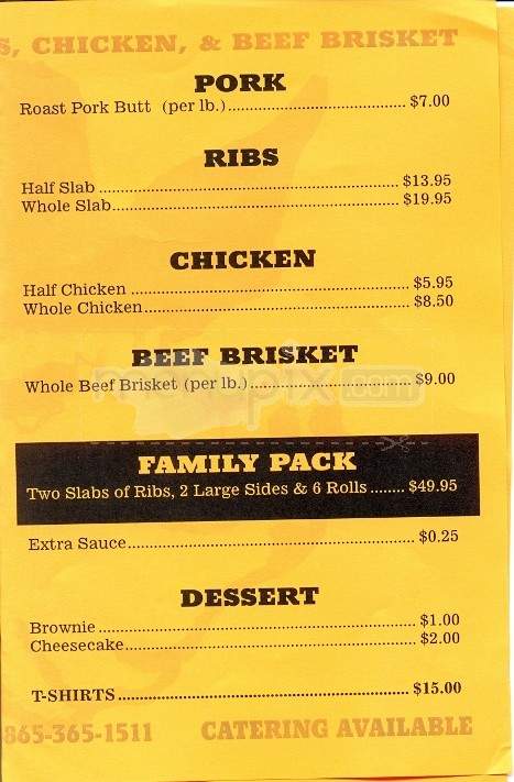 Happy Jacks Barbecue - Sevierville, TN menu_pic