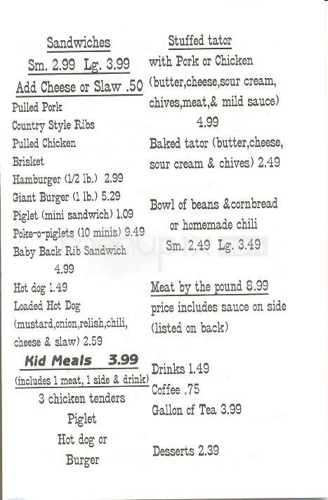 Double B's BBQ - Lenoir City, TN menu_pic