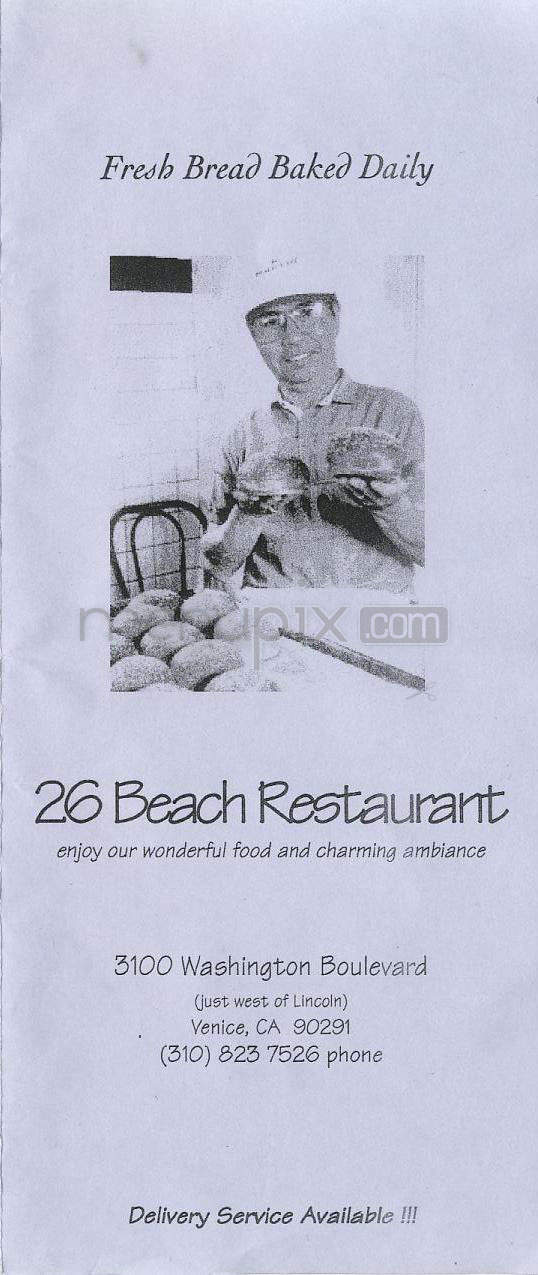 26 Beach Cafe - Marina Del Rey, CA menu_pic