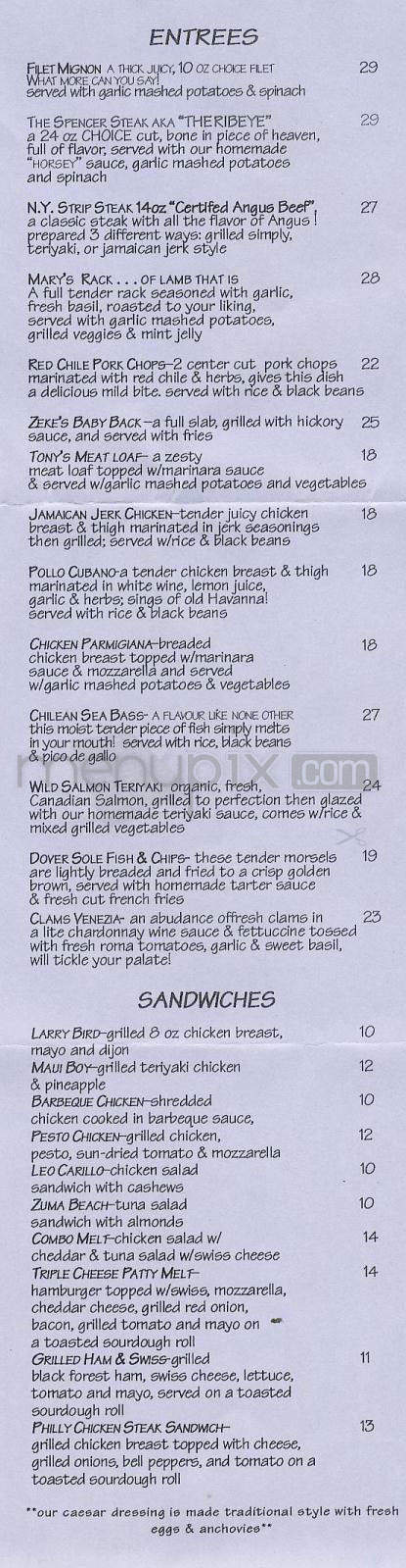 26 Beach Cafe - Marina Del Rey, CA menu_pic