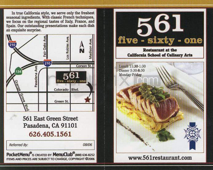 Restaurant Five Sixty One - Pasadena, CA menu_pic