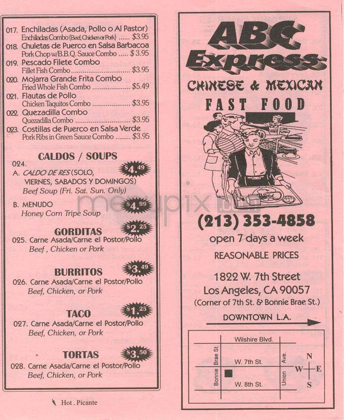 ABC Express - Los Angeles, CA menu_pic