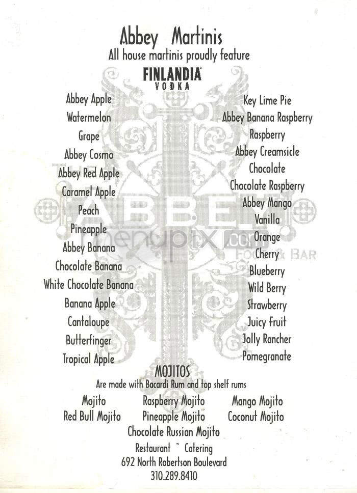 Abbey - West Hollywood, CA menu_pic