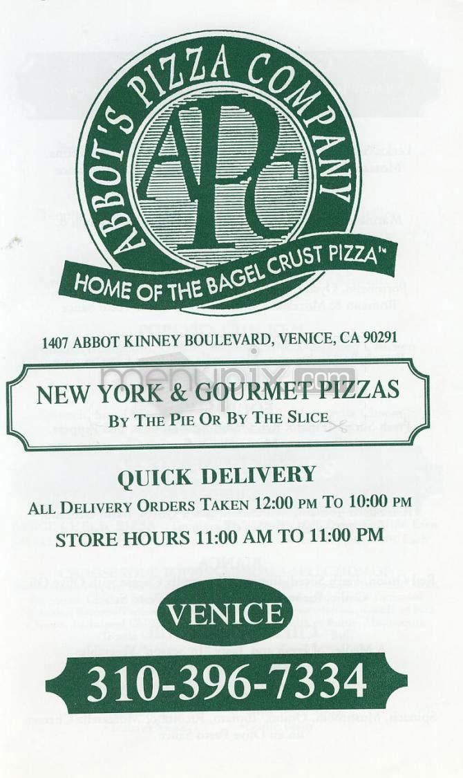 Abbot's Pizza Company - Venice, CA menu_pic