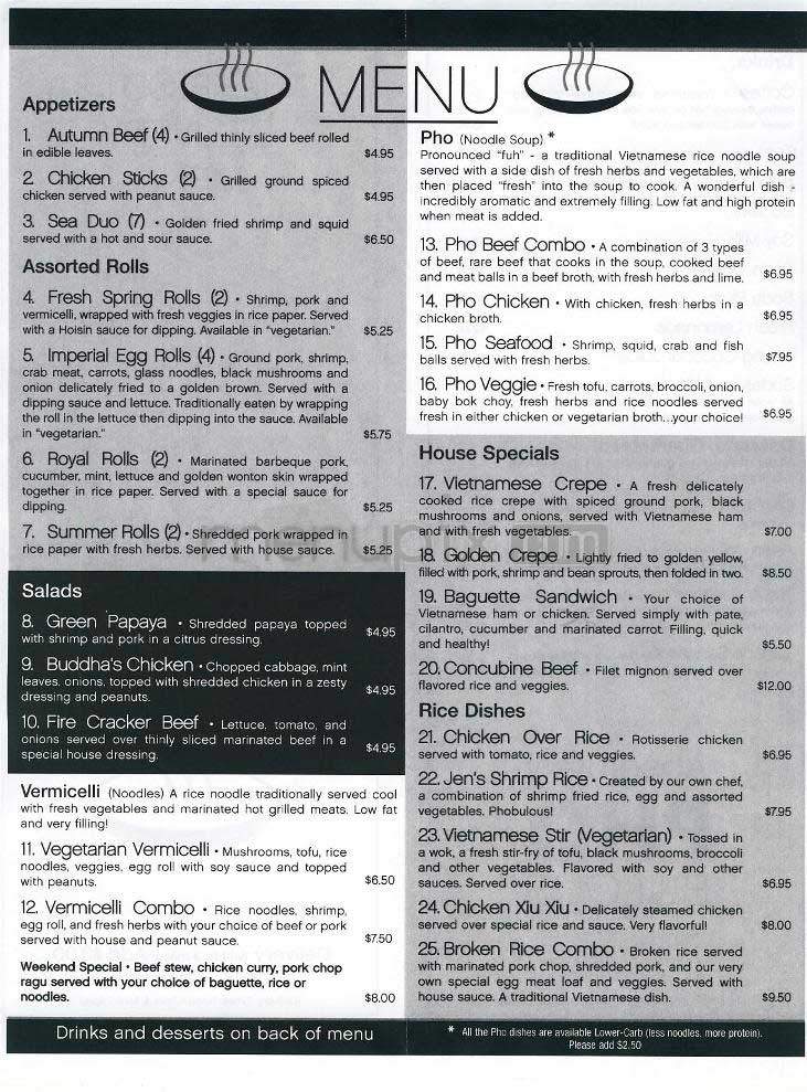 Absolutely Pho Bulous - Los Angeles, CA menu_pic