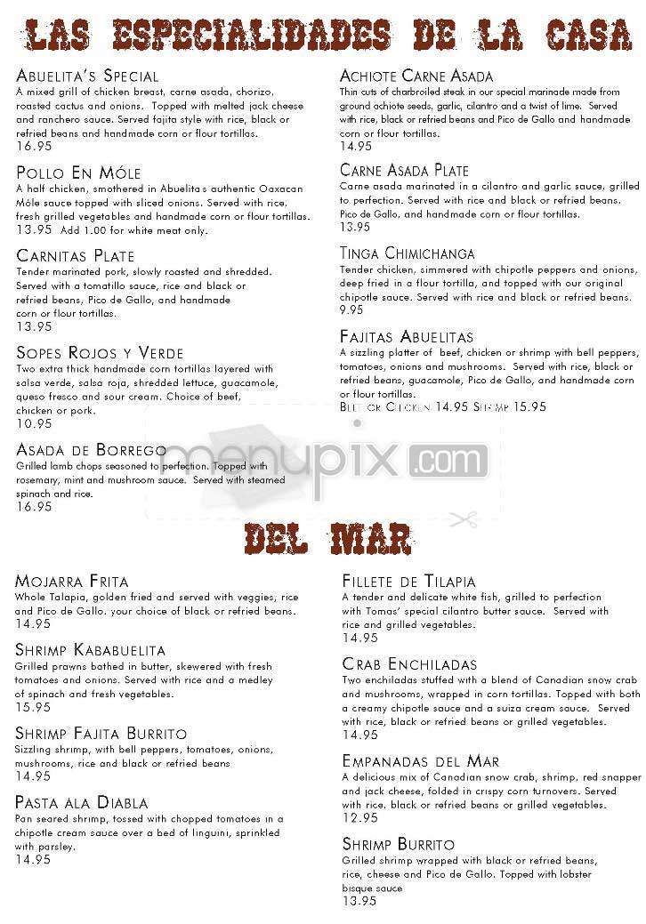 Abuelita's - Topanga, CA menu_pic