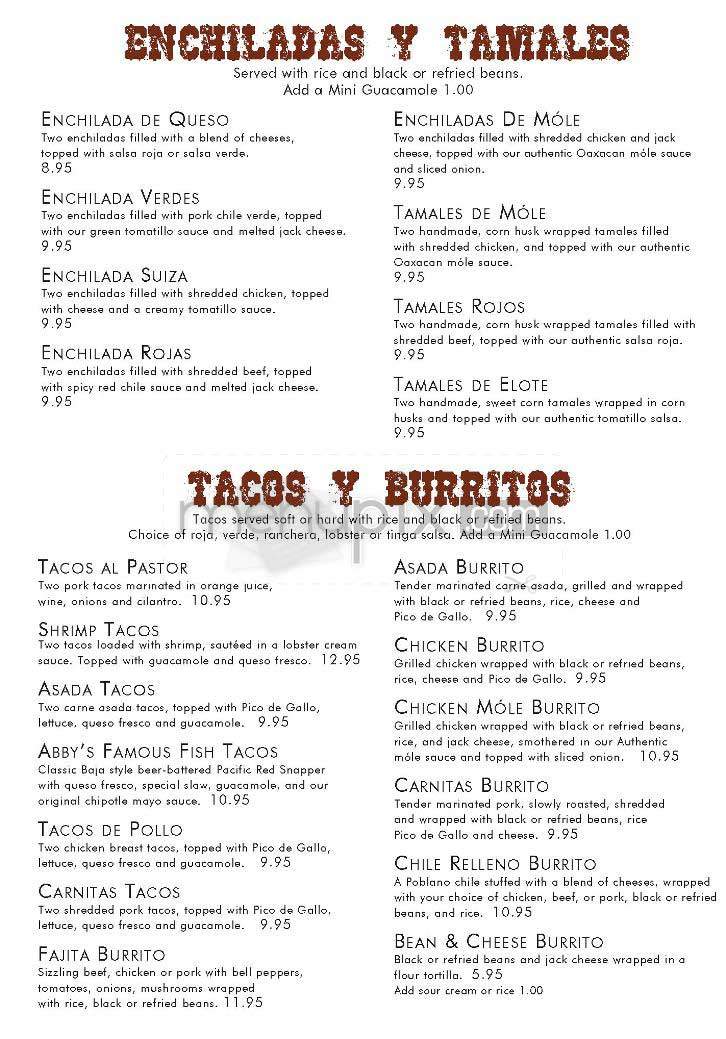 Abuelita's - Topanga, CA menu_pic