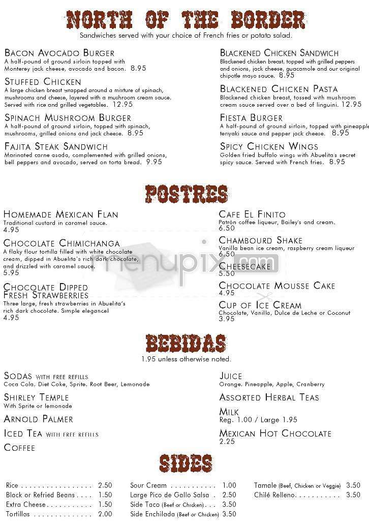 Abuelita's - Topanga, CA menu_pic