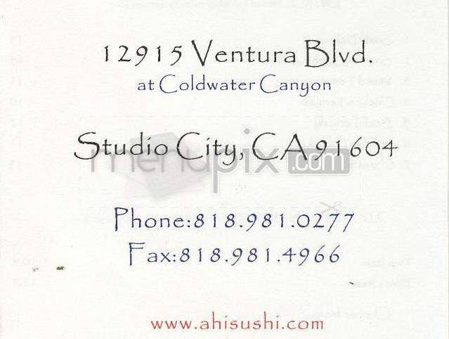 Ahi Sushi - Studio City, CA menu_pic
