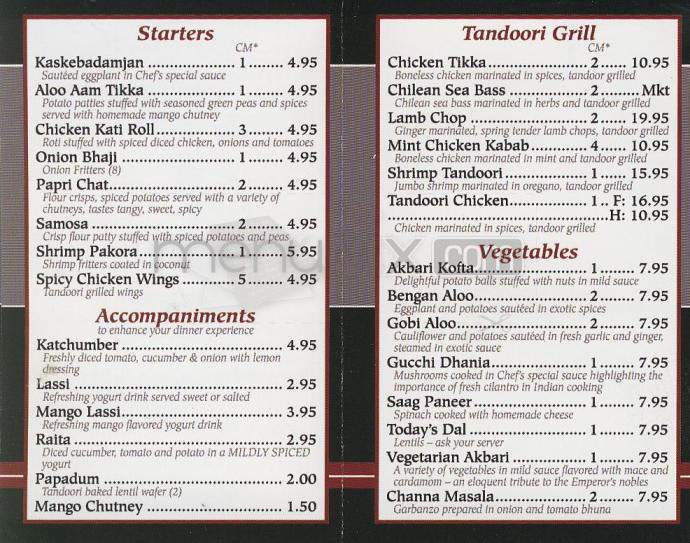 Akbar Cuisine Of India - Pasadena, CA menu_pic