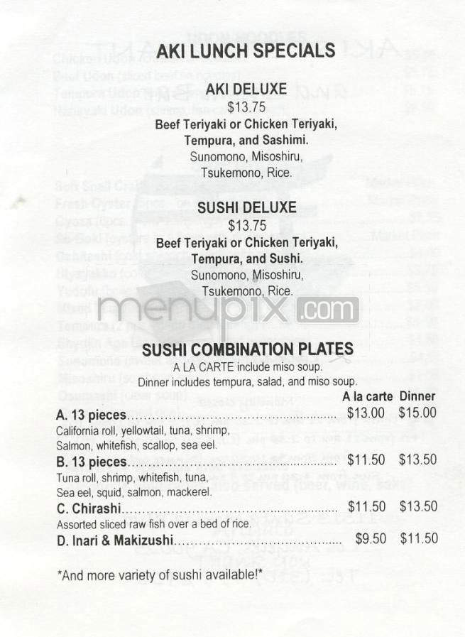 Aki - Los Angeles, CA menu_pic