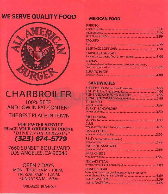 All American Burger - West Hollywood, CA menu_pic
