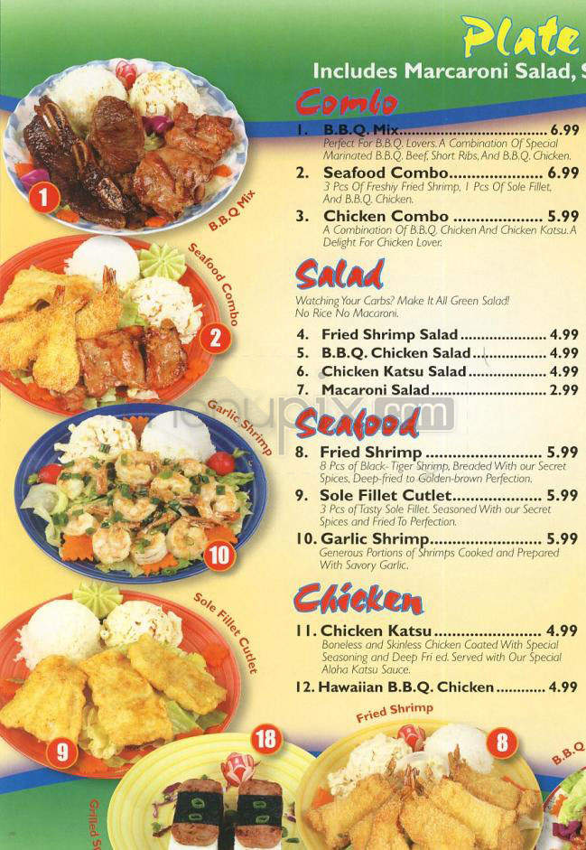 Aloha Hawaiian Barbecue - Los Angeles, CA menu_pic