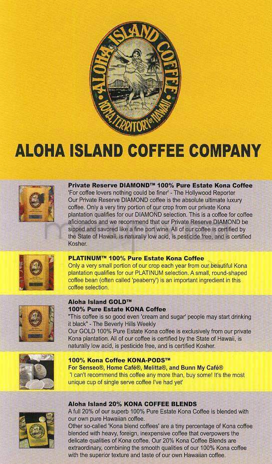 Aloha Island Coffee Co - Beverly Hills, CA menu_pic
