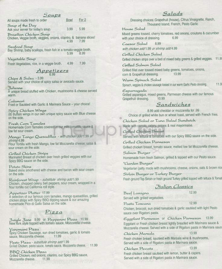Amazon Bar & Grill - Sherman Oaks, CA menu_pic