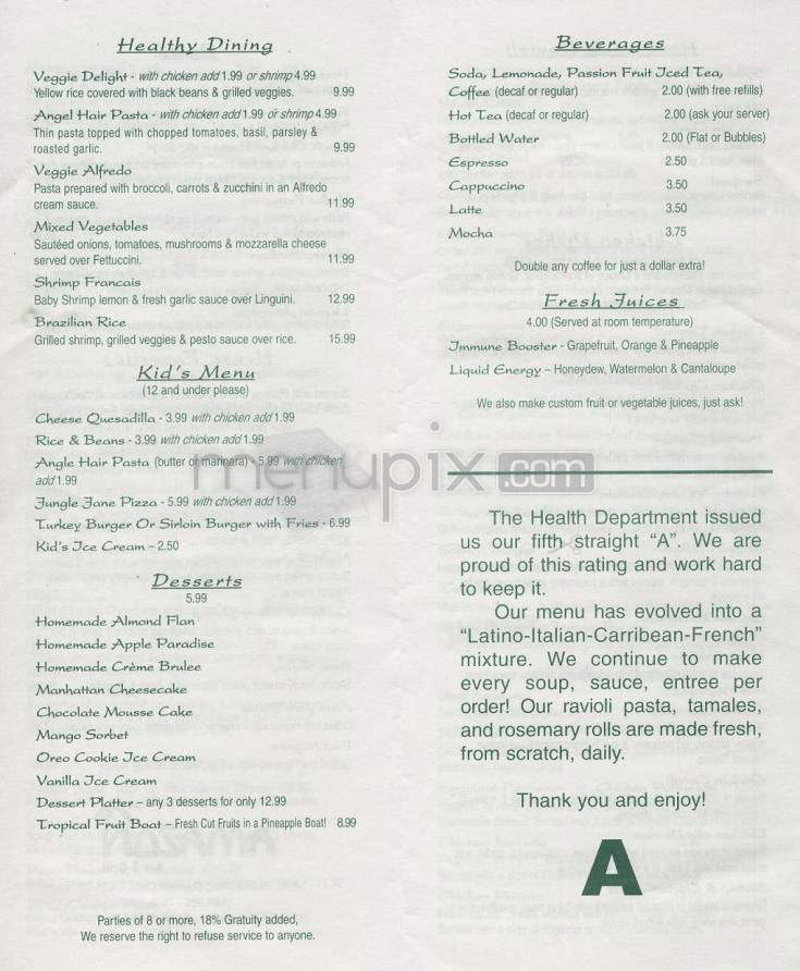 Amazon Bar & Grill - Sherman Oaks, CA menu_pic