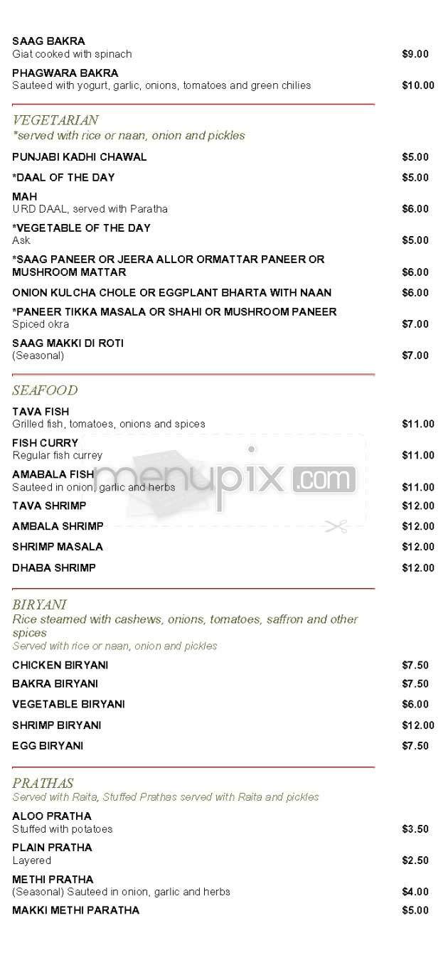 Ambala Dhaba - Los Angeles, CA menu_pic