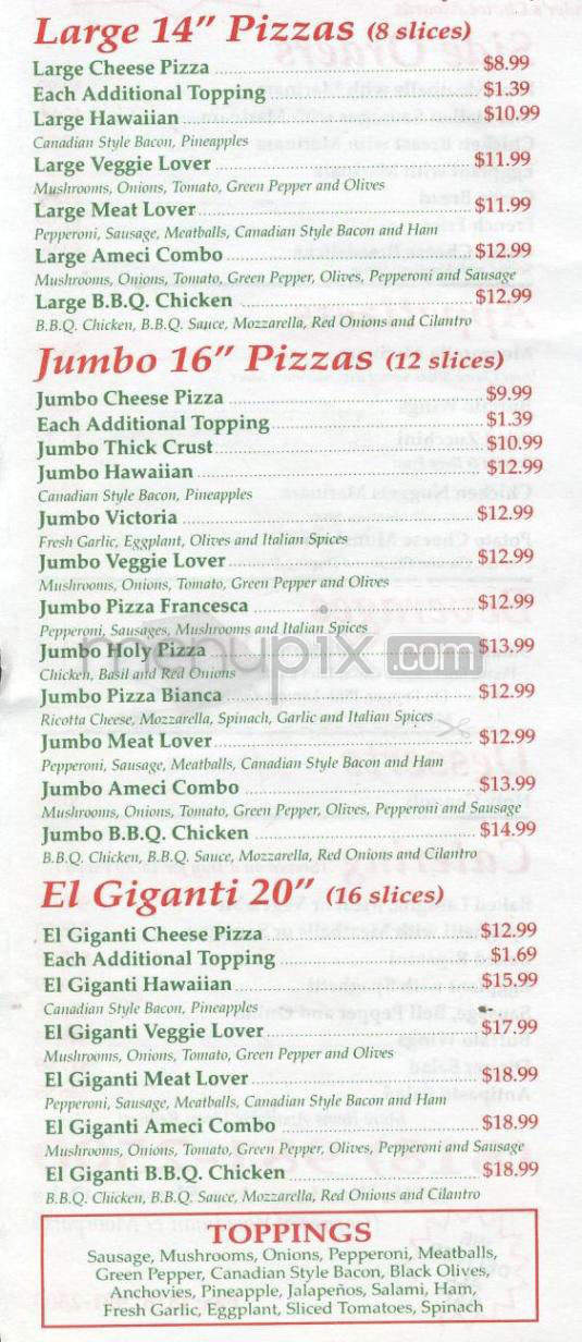 Ameci Pizza & Pasta - Burbank, CA menu_pic