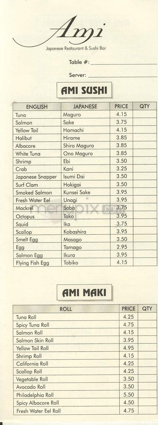 Ami - Los Angeles, CA menu_pic