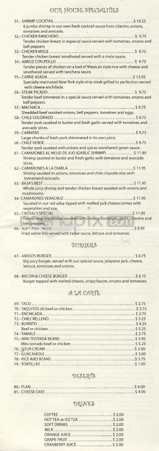 Amigo's Restaurant - Pasadena, CA menu_pic