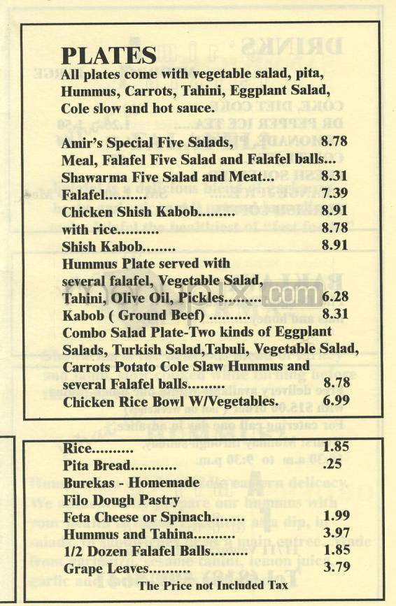 Amir's Falafel Los Angeles - Los Angeles, CA menu_pic