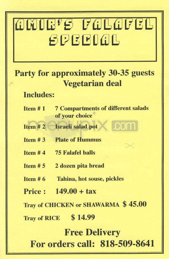 Amir's Falafel Los Angeles - Los Angeles, CA menu_pic