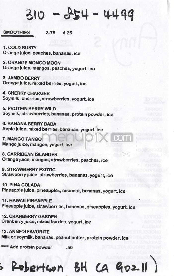 Anny's - Beverly Hills, CA menu_pic