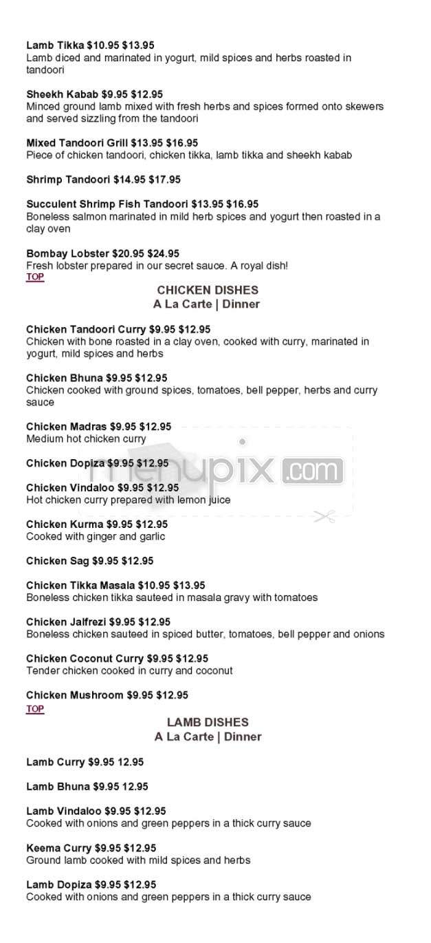 Anarkali Indian Restaurant - Los Angeles, CA menu_pic