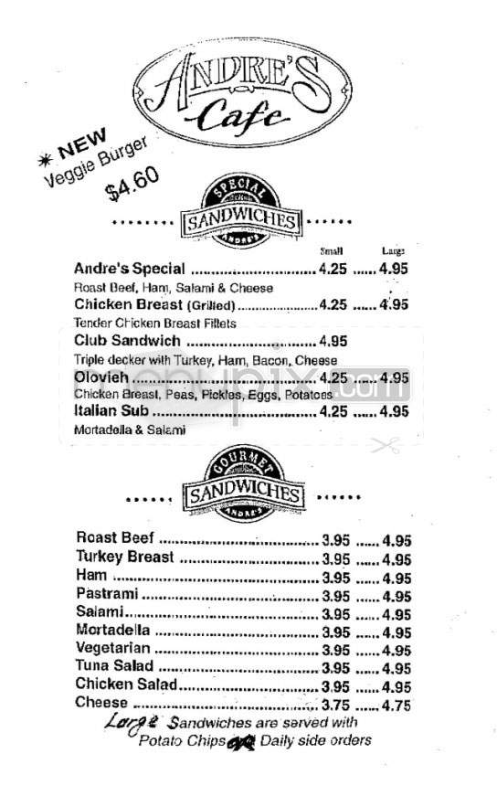 Andre's Cafe - Glendale, CA menu_pic