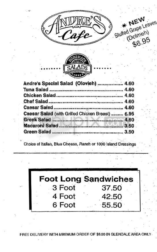 Andre's Cafe - Glendale, CA menu_pic