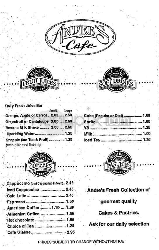 Andre's Cafe - Glendale, CA menu_pic