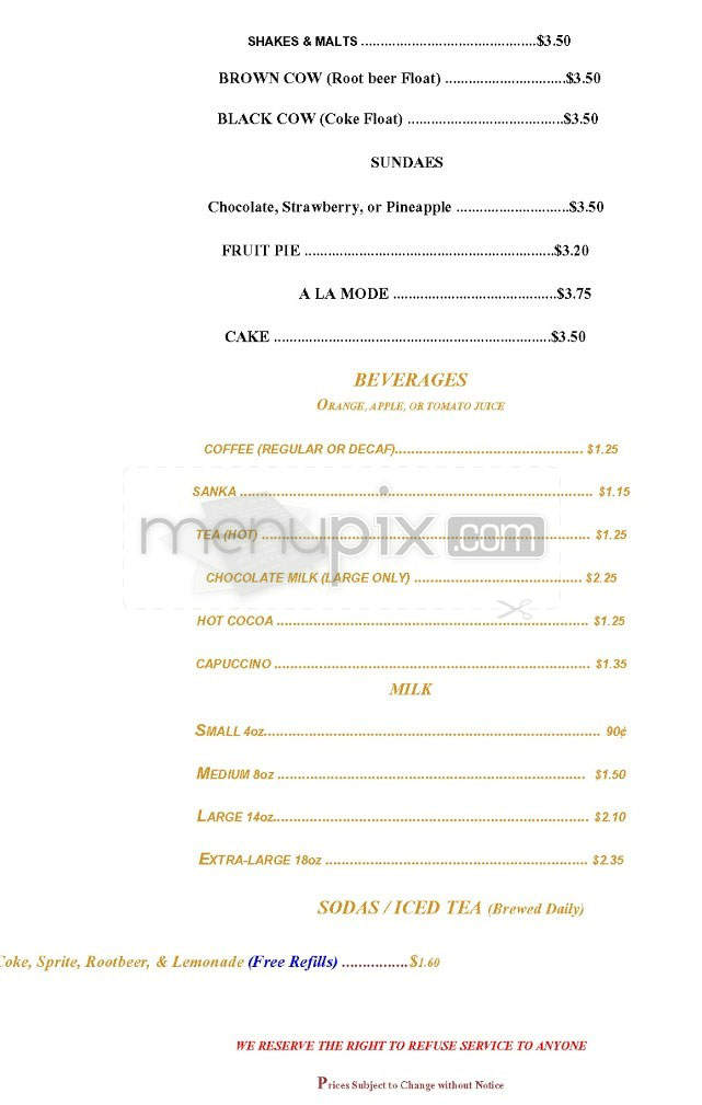 Andy's Coffee Shop - Pasadena, CA menu_pic