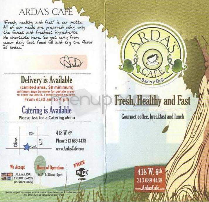Arda's Cafe - Los Angeles, CA menu_pic
